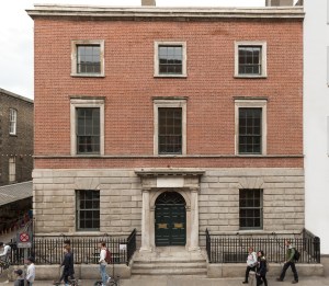 Facade of Restored City Assembly House, Headquarters of the Irish Georgian Society, Dublin. Ireland