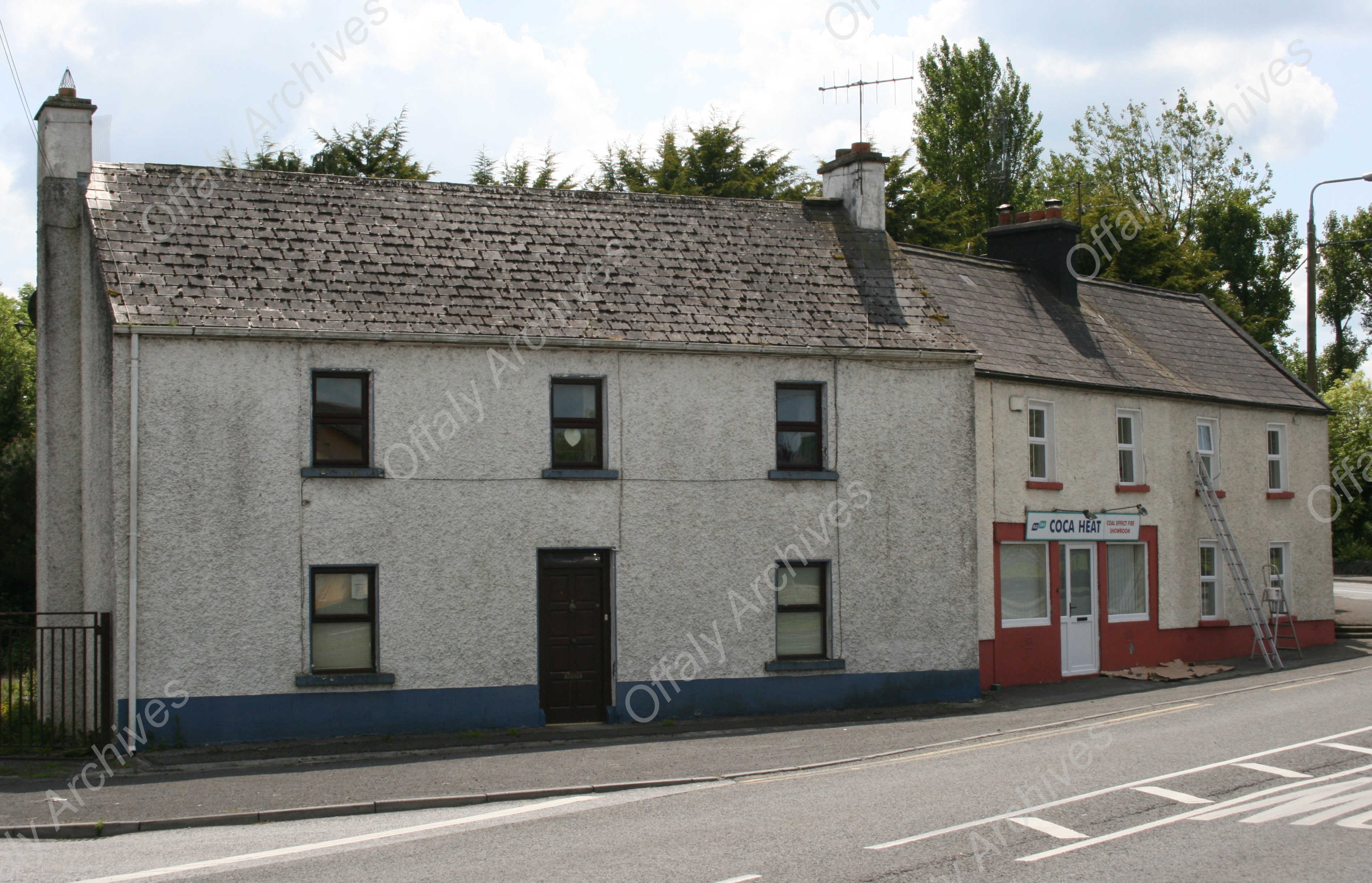 Buildings across from Ballinagar Church