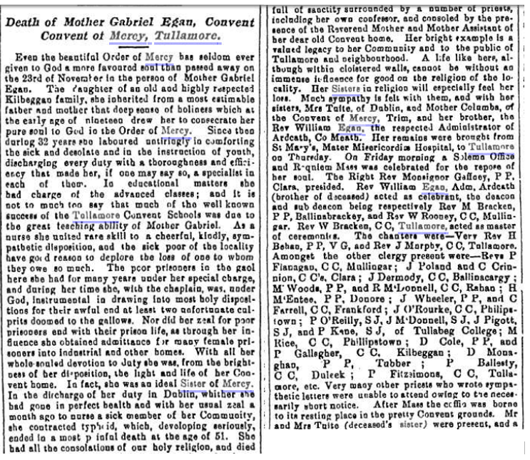 MotherGabrielEganDroghedaNews1898