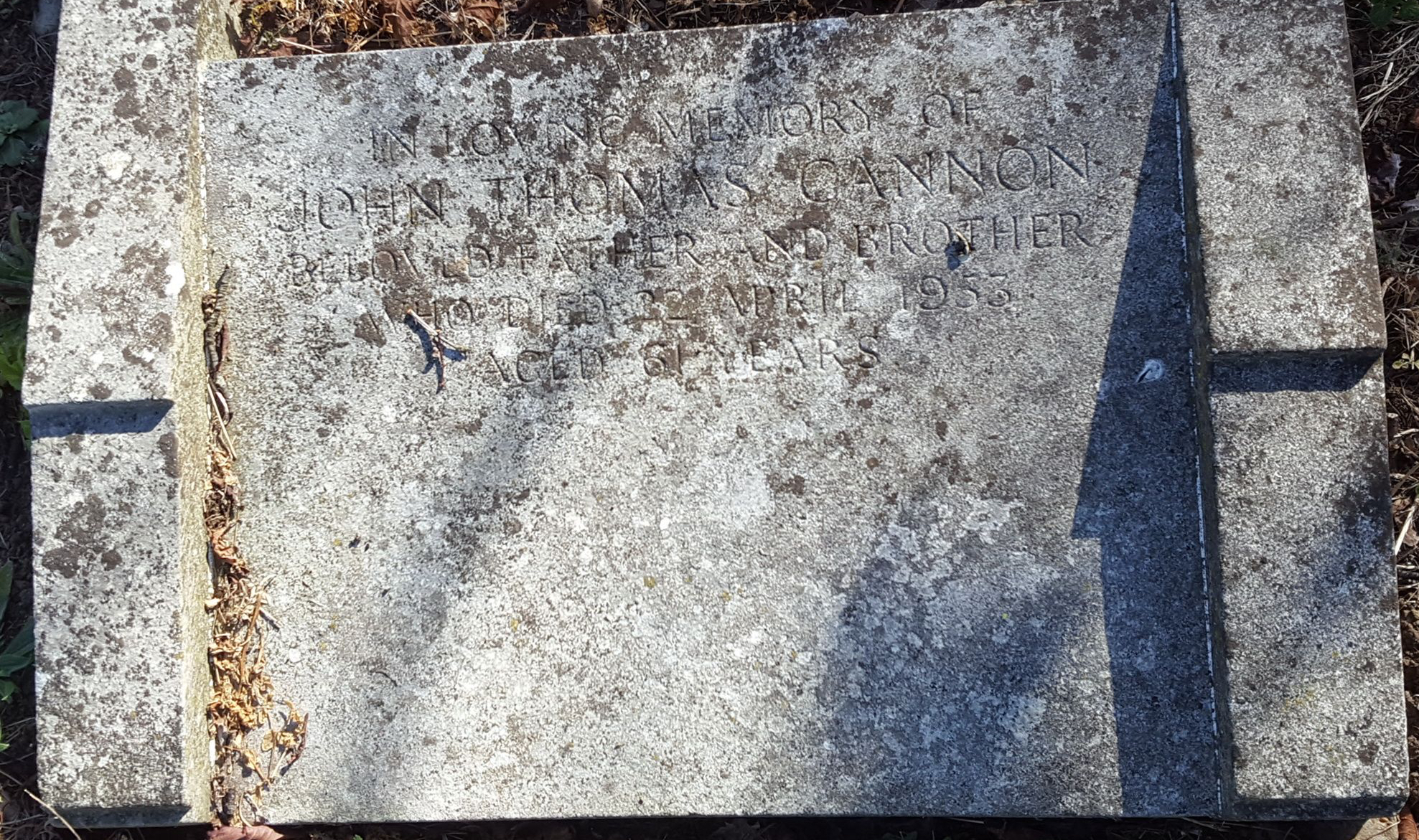 John Cannon's grave in Pinner Cemetery, Greater London