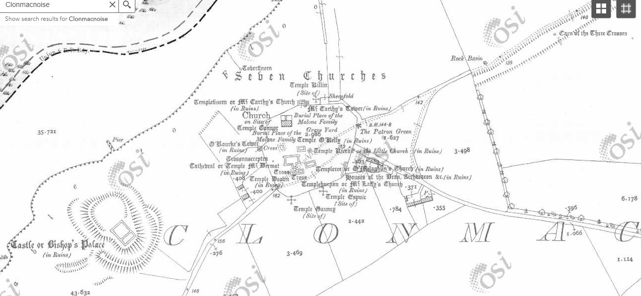 OS Map of Clonmacnoise 1838