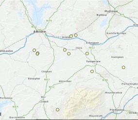 Map of Crannogs in Offaly