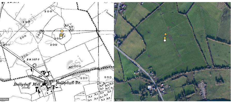 Tihilly early OS map and modern photo